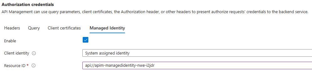 Backend Authorization Credentials