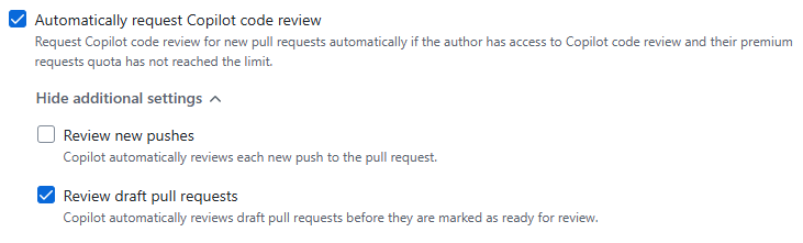 Configure Copilot to review draft pull requests