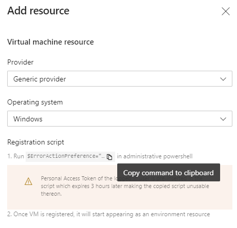 Add VM resource to environment